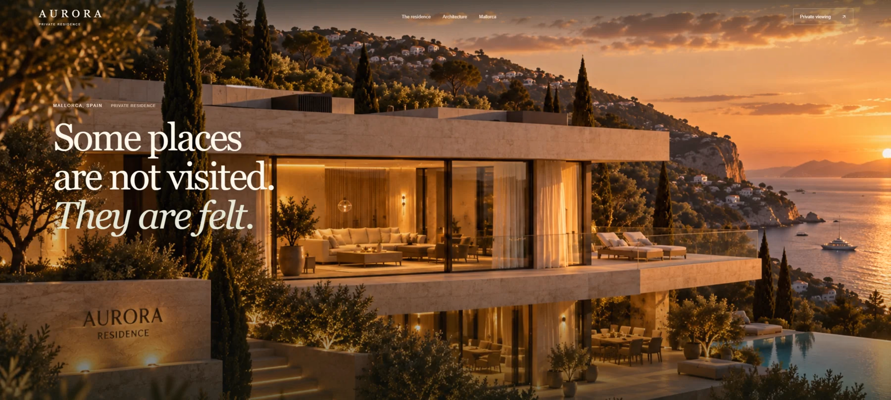 Original Aurora website navigation and photographic opening